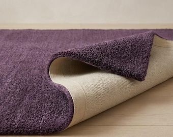 Hand Tufted Wool Rug – Deep solid Purple Modern Minimalist Boho Area Rug
