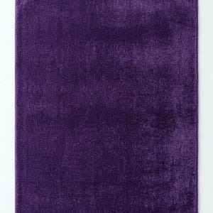 May include: A rectangular, deep purple rug with a soft, velvety texture. The rug has a solid colour and is viewed from above, showcasing its smooth surface and rich hue. The rug is a solid colour, suitable for various interior settings.