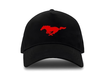 Black Horse Logo Cap - Stylish Mustang Muscle Car Enthusiast Gift Hat for Auto Fans