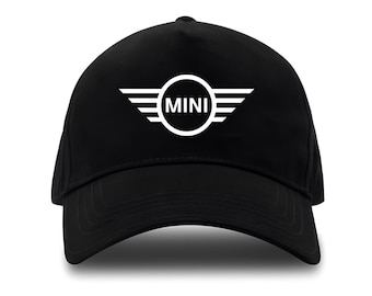 Mini Black Cap: Eco Cotton Cooper Auto Moto Hat (WHITE)
