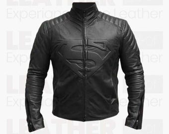 Schwarze Superhelden Lederjacke für Herren | Motorrad-Bikerjacke