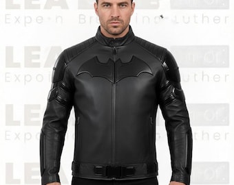 Herrenjacke aus schwarzem Leder im Superheldenstil - Bikerjacke mit mattem Finish