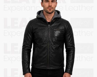 Batman Hoodie für Männer | Schwarze Superhelden-Bikerjacke | Motorrad Ledermantel | Cosplay Jacke |