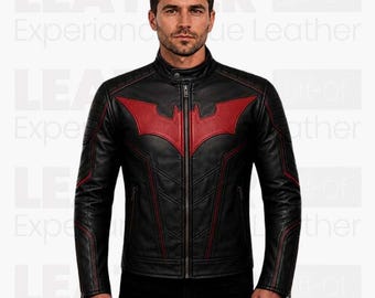 Batman darüber hinaus inspiriert schwarz rot Lederjacke für Herren | Superheld Motorrad Biker Jacke |