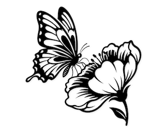 Butterfly And Flower Svg Png: Bold Cut File For Home Decor