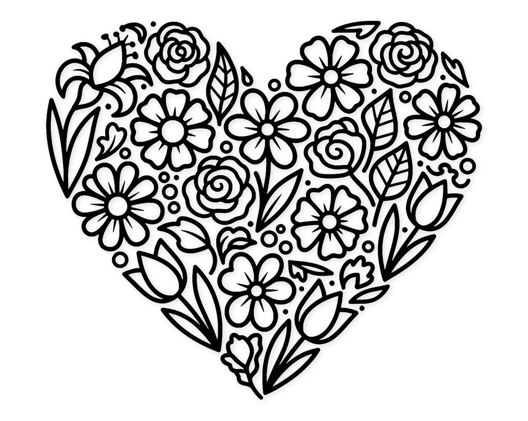 Floral Heart Svg Png: Cut Ready Digital Design for Cricut Silhouette - Etsy