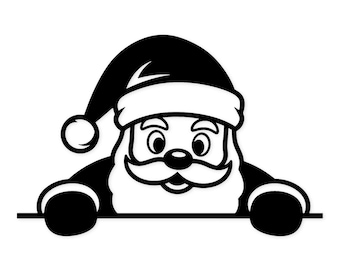 Peeking Santa Claus Digital Artwork: Svg Png Line Art