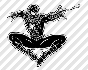 Spiderman Digital Artwork: Black-And-White Vector Illustration