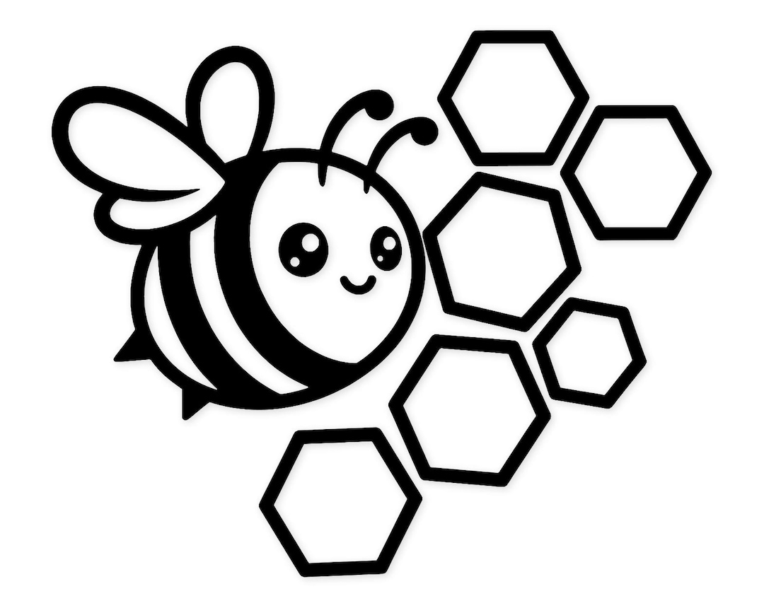 Bee With Honeycomb Svg Png: Minimalist Design for Stickers - Etsy