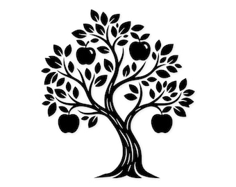 Apple Tree Scene Svg Png: Cut Ready Digital Design For Cricut Silhouette