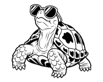 Ícone de tartaruga fria Svg PNG: design digital pronto para corte para silhueta Cricut