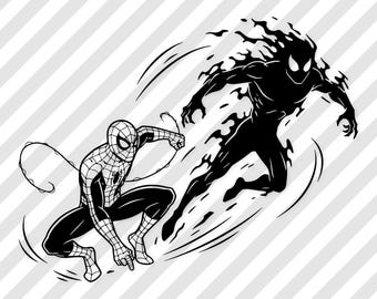 Ilustración digital de Spider-Man: Ilustración de arte lineal en blanco y negro