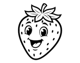 SVG e PNG de Morango Feliz: Arquivo de Corte Fofo para Camisetas