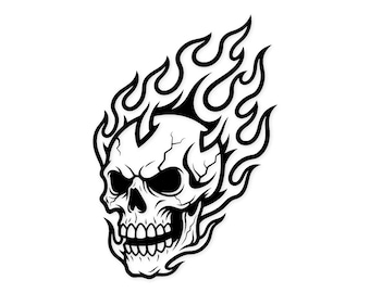 Skull In Flames Svg Png: Bold Design For Vinyl Cutting