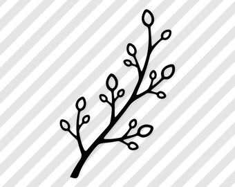 SVG de Ramo Brotado: Design minimalista em preto e branco para artesanato