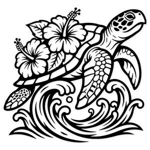 Sköldpaddahibiskus Svg Png: Djärv och ren design för hantverk