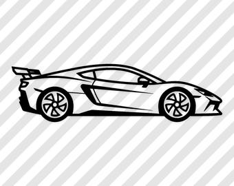 Sport Car Digital Artwork: Black-And-White Vector With Bold Outlines