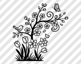 Arquivo SVG com estampa floral de primavera: Design encantador para convites