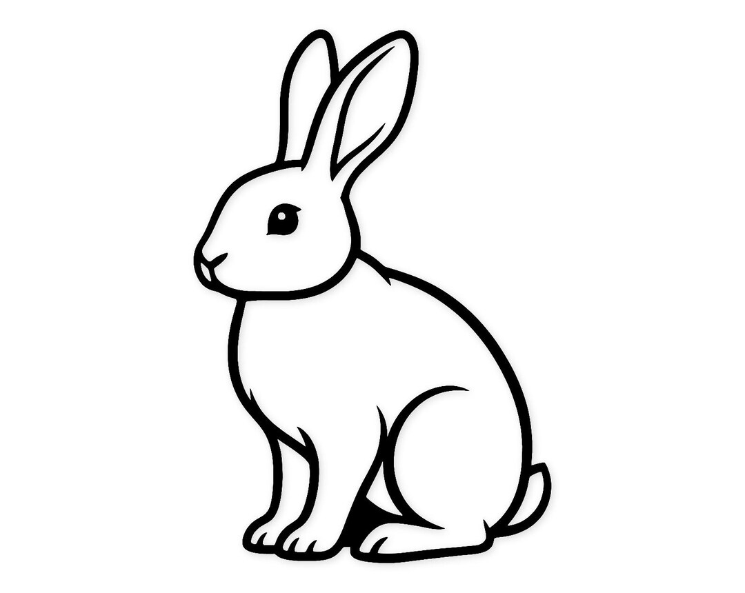 Sitting Bunny Outline Svg Png: Cut Ready Digital Design for Cricut ...