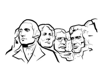Mount Rushmore Svg Png: Bold Line Drawing For Home Decor