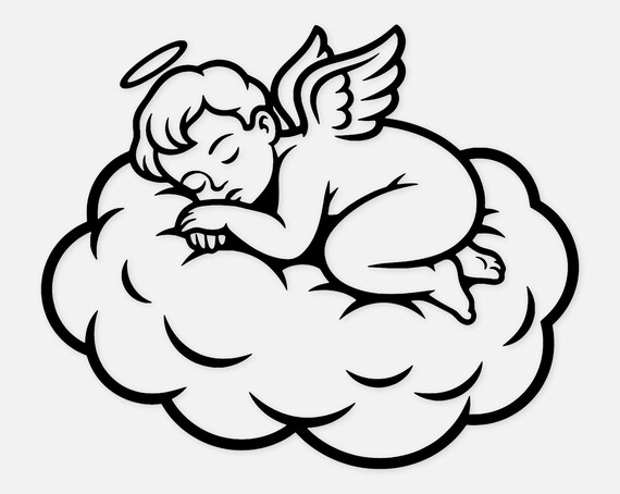 Sleeping Baby Angel SVG: Minimalist Nursery Decor (digital