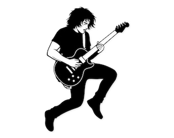 Rock Guitar Pose Svg Png: Bold Silhouette For Cricut