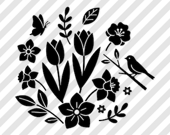 SVG Floral de Primavera: Design Elegante para Decoração de Casa