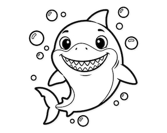 Playful Shark Svg Png: Cute High Contrast Design For Kids' Projects