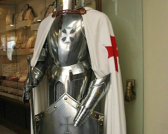 Medieval Templar Knight Armor Suit Wearable Full Body Steel Armor Handmade LARP Cosplay Costume