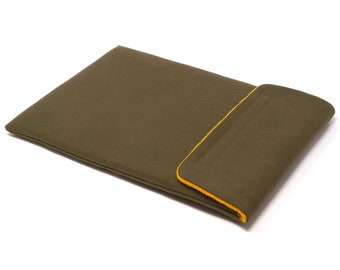 iPad Air 11 inch M2 Sleeve Case 2024 - Handmade - Pioneer Waxed Canvas - Khaki