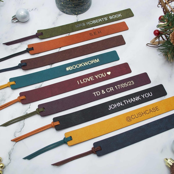 Personalised Leather Bookmark, Birthday Gift, Anniversary Present, Personalised Bookmark for Men and Women, Gift for Mum, Dad and Friends