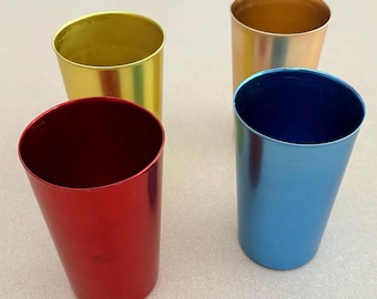 Vintage 1950's Colorful Anodized Aluminum Tumblers W/ Plastic Inserts:  Pitchers, Crumb Catcher LOT+ - Etsy