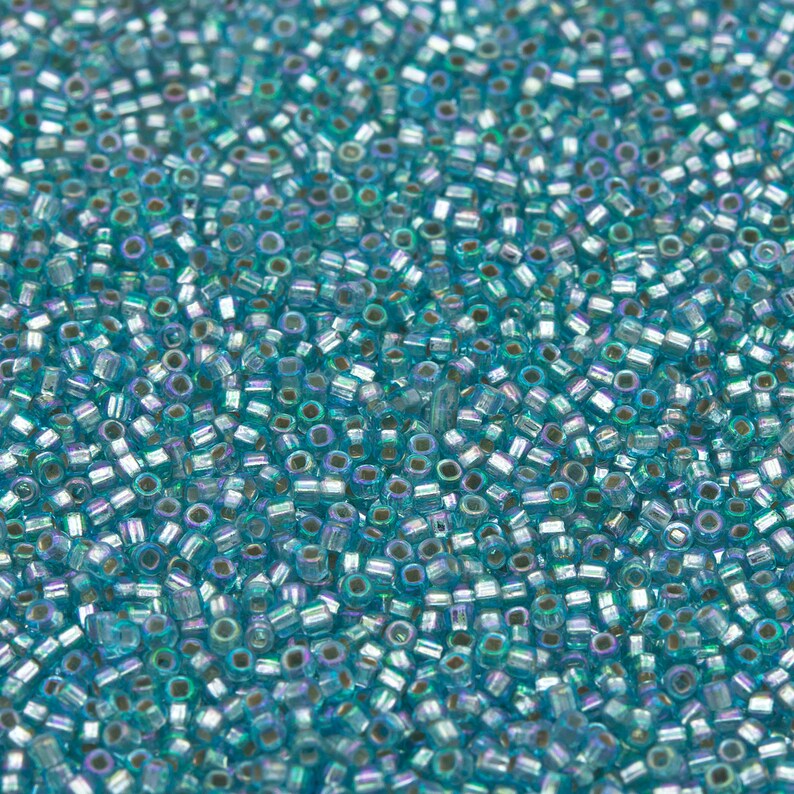 100 grams MATSUNO seed beads round 110 silver lined rainbow AB light aqua blue,Japanese glass rocaille