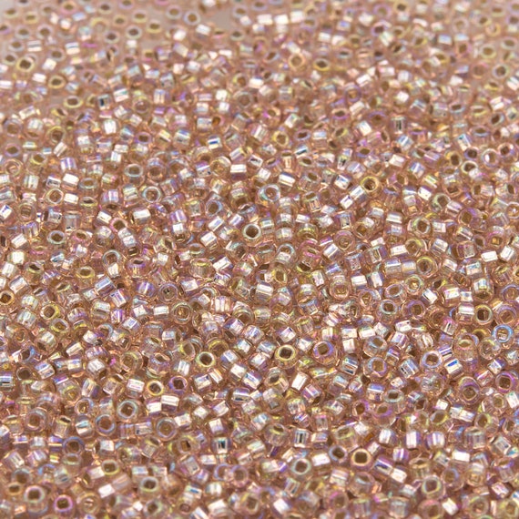 100 grams MATSUNO seed beads round 110 silver lined rainbow AB light aqua blue,Japanese glass rocaille