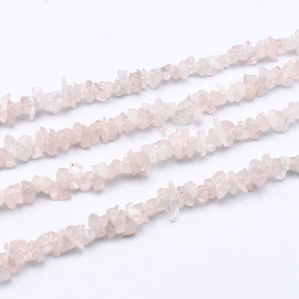 chips de rose quartz naturel sur fil 5-8mm | rose quartz pierre semi precieuse prix grossiste