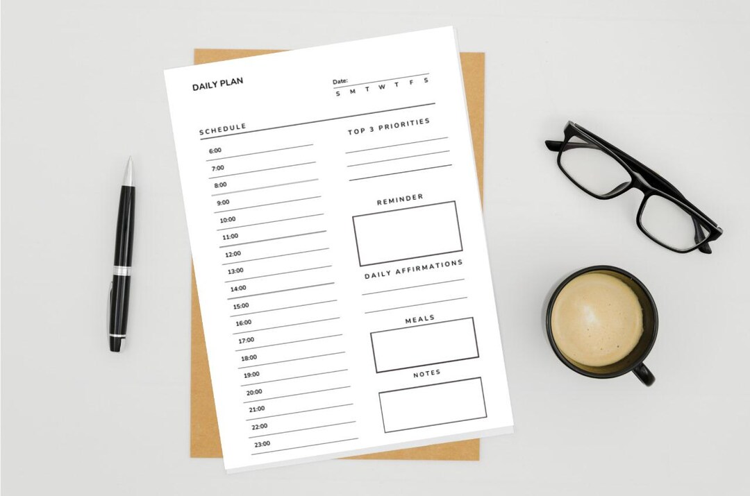 Minimalist Daily Planner Printable | to Do List, Schedule (A4 A5 Letter ...