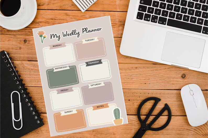 Weekly Meal Planner A4 | Printable Menu & Shopping List (canva Template ...