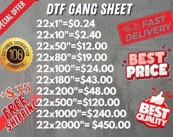 DTF Transfer Gang Sheets, Direct to Film Prints, Iron on Decal, Heat Transfers