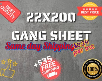 Custom DTF Gang Sheet 22x200, Ready to Press Heat Transfers, Best price-value Iron On Bulk Transfer
