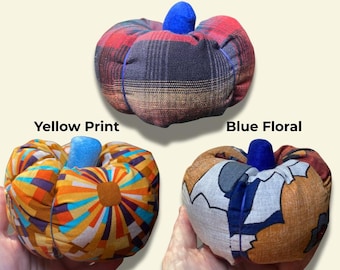 Medium Handmade Fabric Pumpkin: Cottagecore Fall Decor