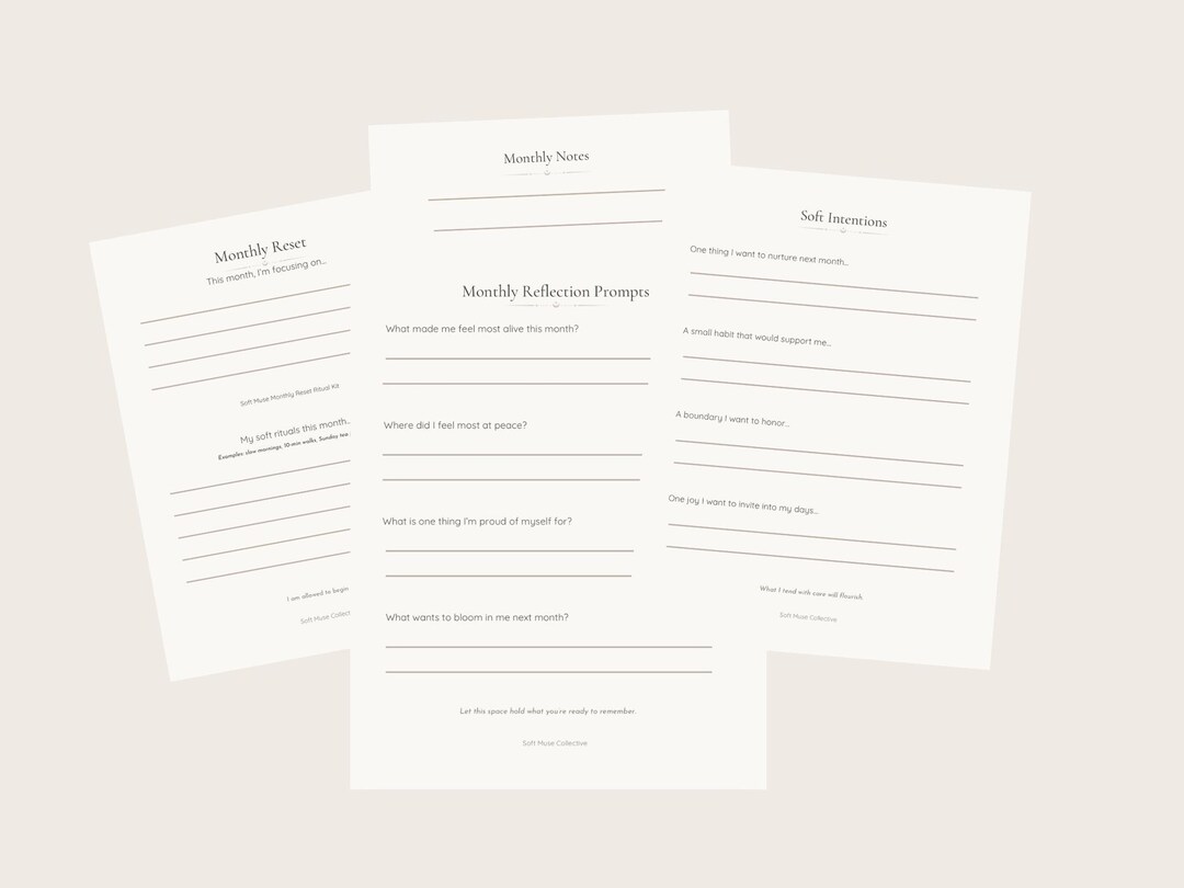 Monthly Reset Journal Printable | Reflection Prompts | Self Care ...