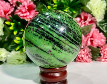 Unique - 115MM - Ruby in Zoisite Sphere | Polished Anyolite Crystal Ball , Home Décor