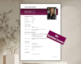 Plantilla de solicitud para estudiantes (formato Word) | CV y carta de presentación | Para prácticas y programas de formación profesional | Moderna, sencilla y profesional