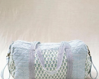 Reistas,grote katoenen gewatteerde weekendtas voor dames,wasbare tas met bloemenprint,handgemaakte plunjezak voor cadeaus