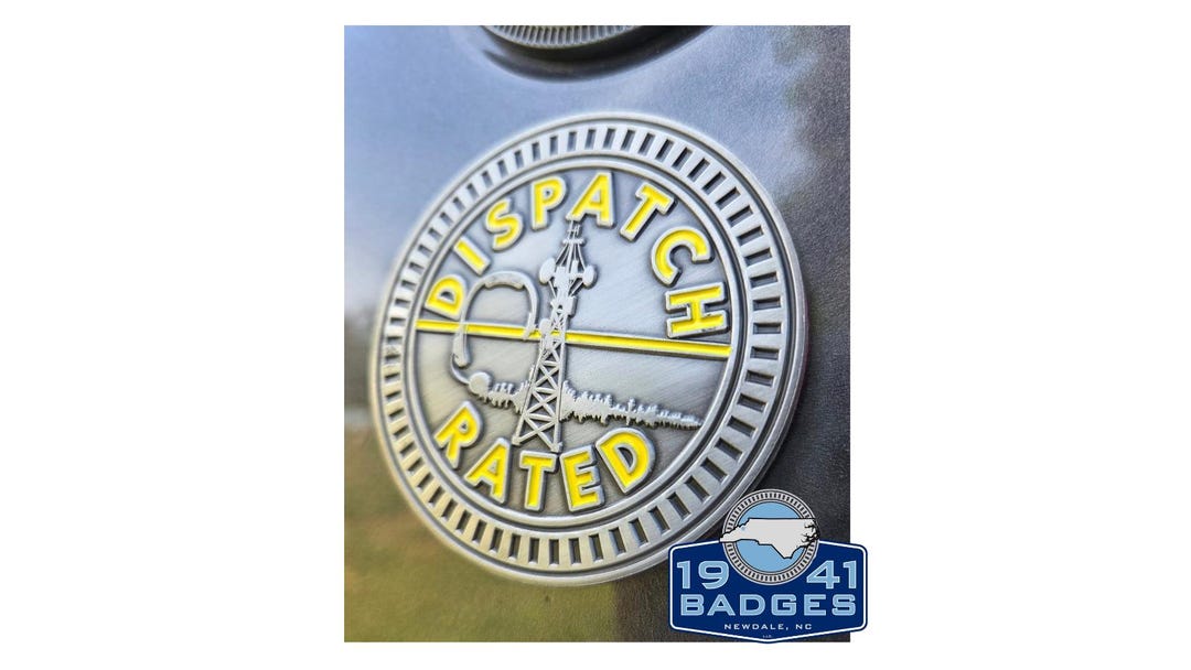 Dispatcher Rated 3D Emblem Badge: Stainless Steel Radio Tower Design - Etsy