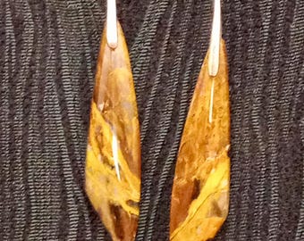 Handmade Petrified Wood and Sterling Silver Drop Earring