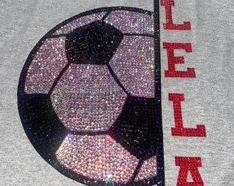 Camiseta personalizada con diamantes de imitación — Nombre y número personalizados — Camiseta para el día del partido — Ropa de equipo brillante - Fútbol