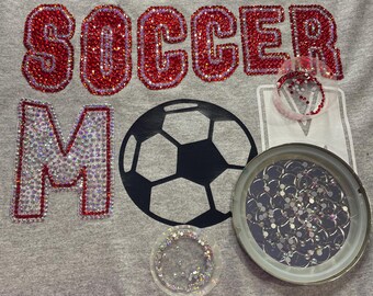 Camiseta personalizada con diamantes de imitación — Nombre y número personalizados — Camiseta para el día del partido — Ropa de equipo brillante - Fútbol