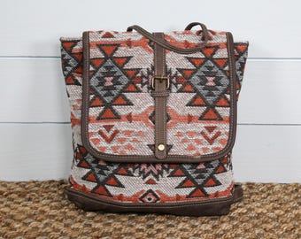 Brown, Rust & Teal Western Backpack | Western Inspired Bag  display picture 3