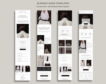 Canva Email Marketing Templates Bundle | 20 Newsletter Designs + 100+ Blocks | Minimal Editorial Email Design |